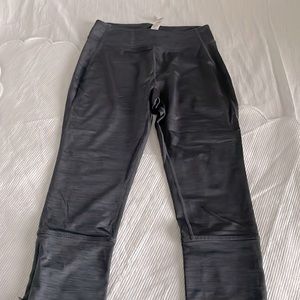 Lululemon Shimmery gray leggings with zip add bottom leg